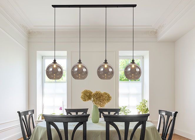 Lewis 4 Light Bar Medium Glass Ball Pendant Matt Black