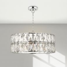 Aurora 5 Light Crystal Pendant Polished Chrome