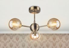 Barbara 3 Light Semi Flush Antique Brass