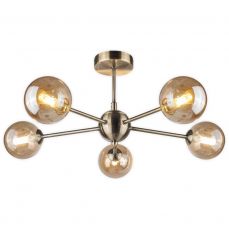 Barbara 5 Light Semi Flush Antique Brass