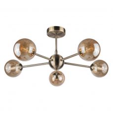 Barbara 5 Light Semi Flush Antique Brass