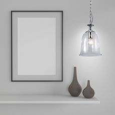 Bell 1 Light Clear Glass Pendant Polished Chrome - Ambient 2
