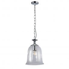 Bell 1 Light Clear Glass Pendant Polished Chrome