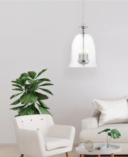 Bell 3 Light Clear Glass Pendant Polished Chrome