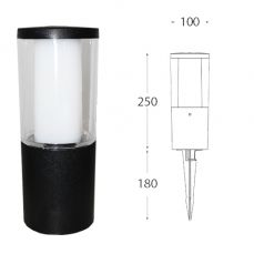 Carlo 250 mm Black Clear LED 3.5W Bollard Spike Light