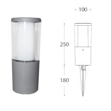 Carlo 250 mm Grey Clear LED 3.5W Bollard Spike Light