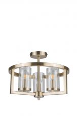 Costello 3 Light Semi Flush Antique Brass