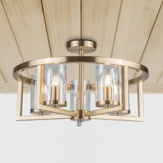 Costello 5 Light Semi Flush Antique Brass