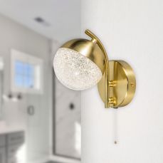 Dew 1 Light Satin Brass Bathroom Wall Light