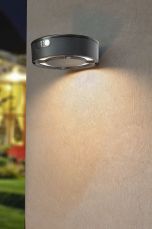 Fortunato 2W Black Solar PIR Wall Light CCT