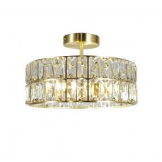 Haley 4 Light Satin Brass Bathroom Crystal Ceiling Light