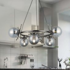 Harvey 6 Light Pendant Brushed Black Chrome