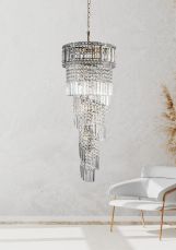 ISLA 13 Light Antique Brass with Crystal Pendant