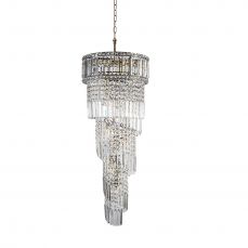 ISLA 13 Light Antique Brass with Crystal Pendant