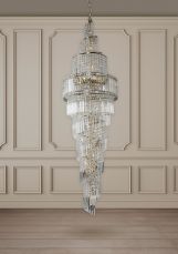 Isla 24 Light 2200mm Crystal Antique Brass