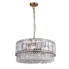 ISLA 9 Light Antique Brass with Crystal Pendant