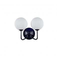 Lando 2 Light Wall Light Matt Black with Opal Ball