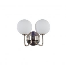 Lando 2 Light Wall Light Satin Chrome with Opal Ball