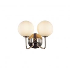 Lando 2 Light Wall Light Satin Chrome with Opal Ball