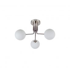 Lando 3 Light Semi Flush Satin Chrome with Opal Ball