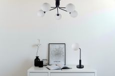 Lando 5 Light Semi Flush Matt Black with Opal Ball