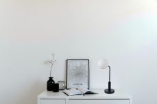 Lando Matt Black Table Light with Opal Ball