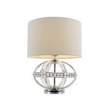 Laura Polished Chrome Crystal Table Lamp Lit