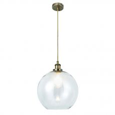 Lewis 1 Light Medium Glass Ball Pendant Antique Brass