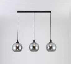 Lewis 3 Light Bar Small Glass Ball Pendant Matt Black