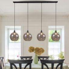 Lewis 4 Light Bar Medium Glass Ball Pendant Matt Black