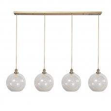 Lewis 4 Light Bar Small Glass Ball Pendant Antique Brass