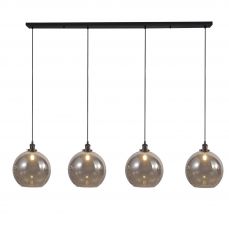 Lewis 4 Light Bar Small Glass Ball Pendant Matt Black