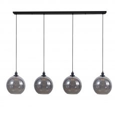 Lewis 4 Light Bar Medium Glass Ball Pendant Matt Black