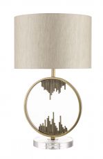 Manhattan Antique Brass and Crystal Table Lamp c/w Shade