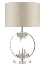 Manhatten Polished Chrome and Crystal Table Lamp c/w Shade
