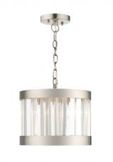 Pandora 1 Light Crystal Pendant Satin Chrome