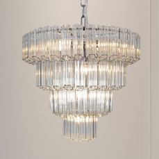 Pierre 11  Light Polished Chrome Crystal Ceiling Pendant