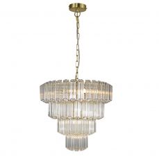 Pierre 11  Light Satin Brass Crystal Ceiling Pendant