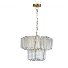 Pierre 4 Light Satin Brass Crystal Ceiling Pendant