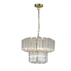 Pierre 4 Light Satin Brass Crystal Ceiling Pendant