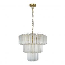 Pierre 7 Light Satin Brass Crystal Ceiling Pendant