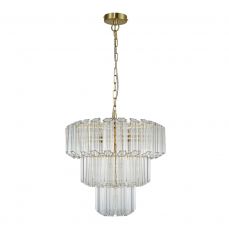 Pierre 7 Light Satin Brass Crystal Ceiling Pendant