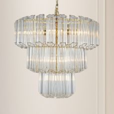 Pierre 7 Light Satin Brass Crystal Ceiling Pendant