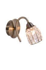 Roma 1 Light Antique Brass Wall Light with Crystal Shade