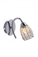 Roma 1 Light Polished Chrome Wall Light with Crystal Shade Light On