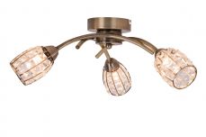 Roma 3 Light Antique Brass with Crystal Shade Lights on