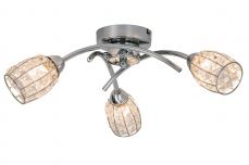 Roma 3 Light Polished Chrome with Crystal Shade Lights On