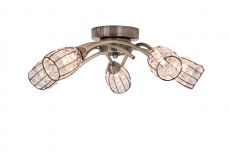 Roma 5 Light Antique Brass with Crystal Shade Lights On