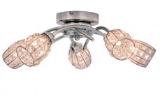 Roma 5 Light Polished Chrome with Crystal Shade Lights On