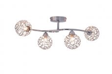 Ronda 4 Light Polished Chrome with Mesh Ball Shade Lights On